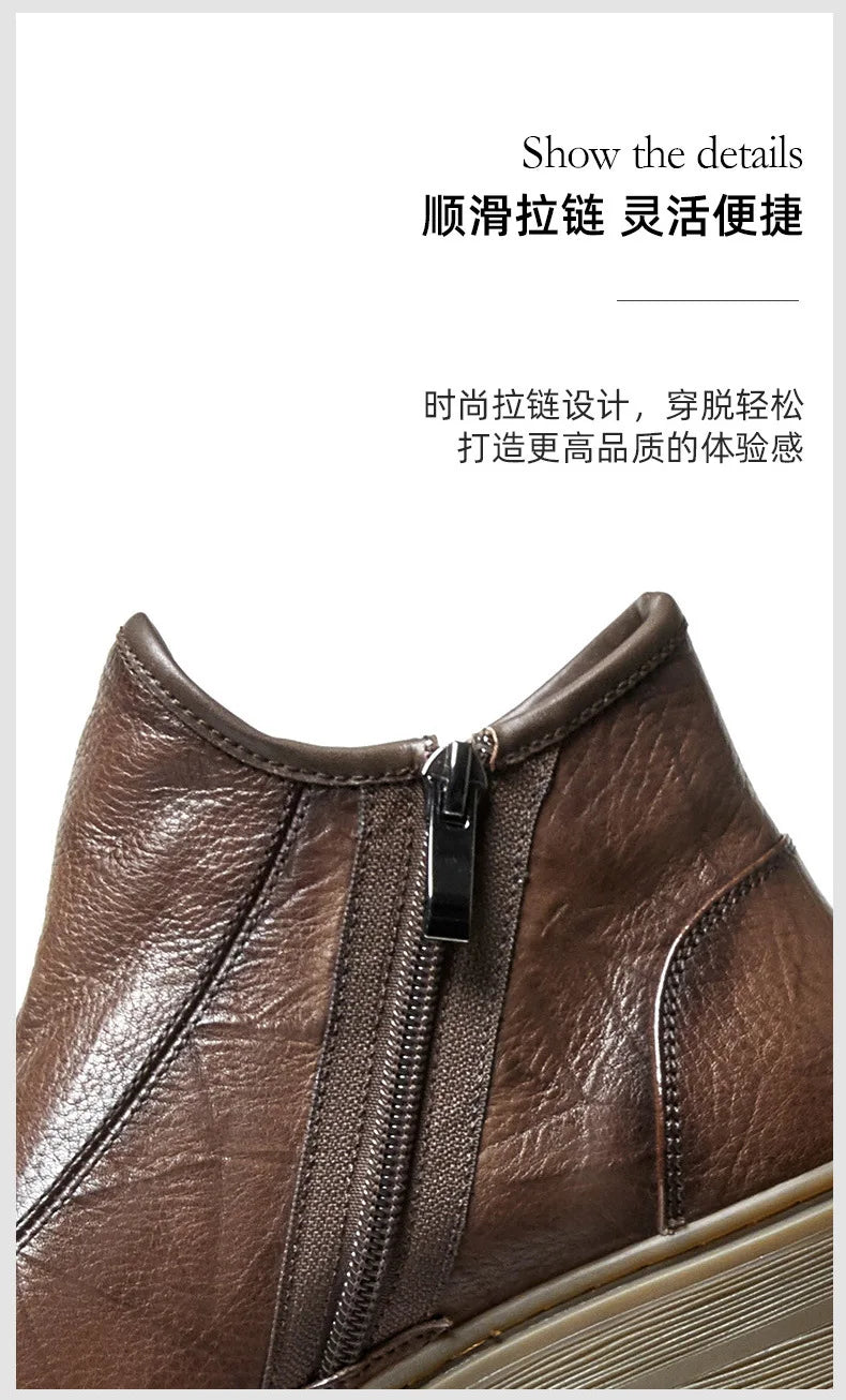 Combat Boots Chelsea Boots Men Desert Boots Men High Quality Genuine Leather Autumn Winter British Retro Men Shoes Cowhide