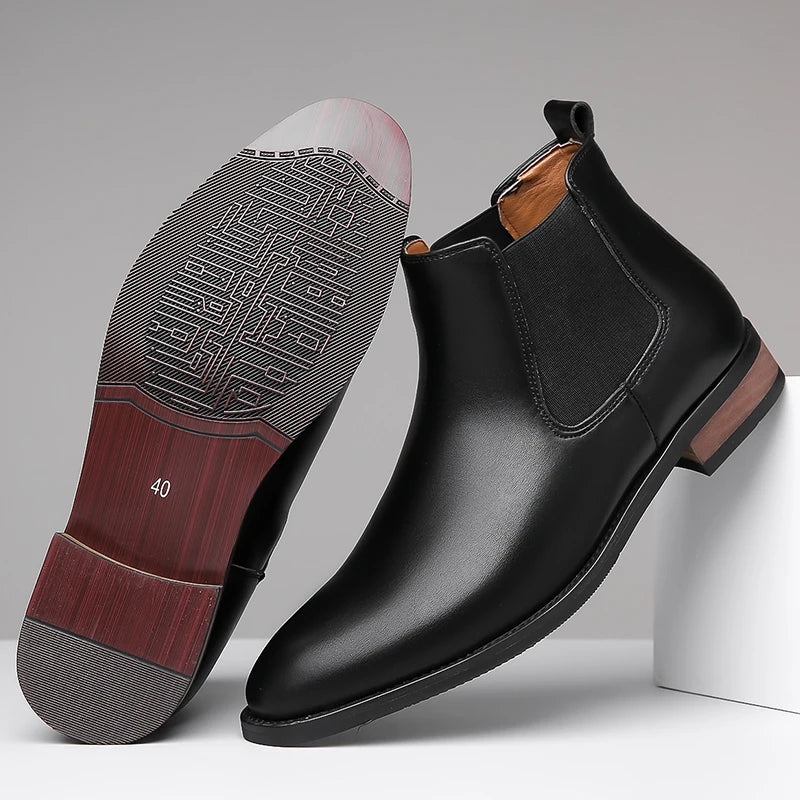 New Arrival Male Chelsea Boots Casual Slip on Business Boots Fashion Cowboy Men's Ankle Boots High Top Leisure Walking Footwear