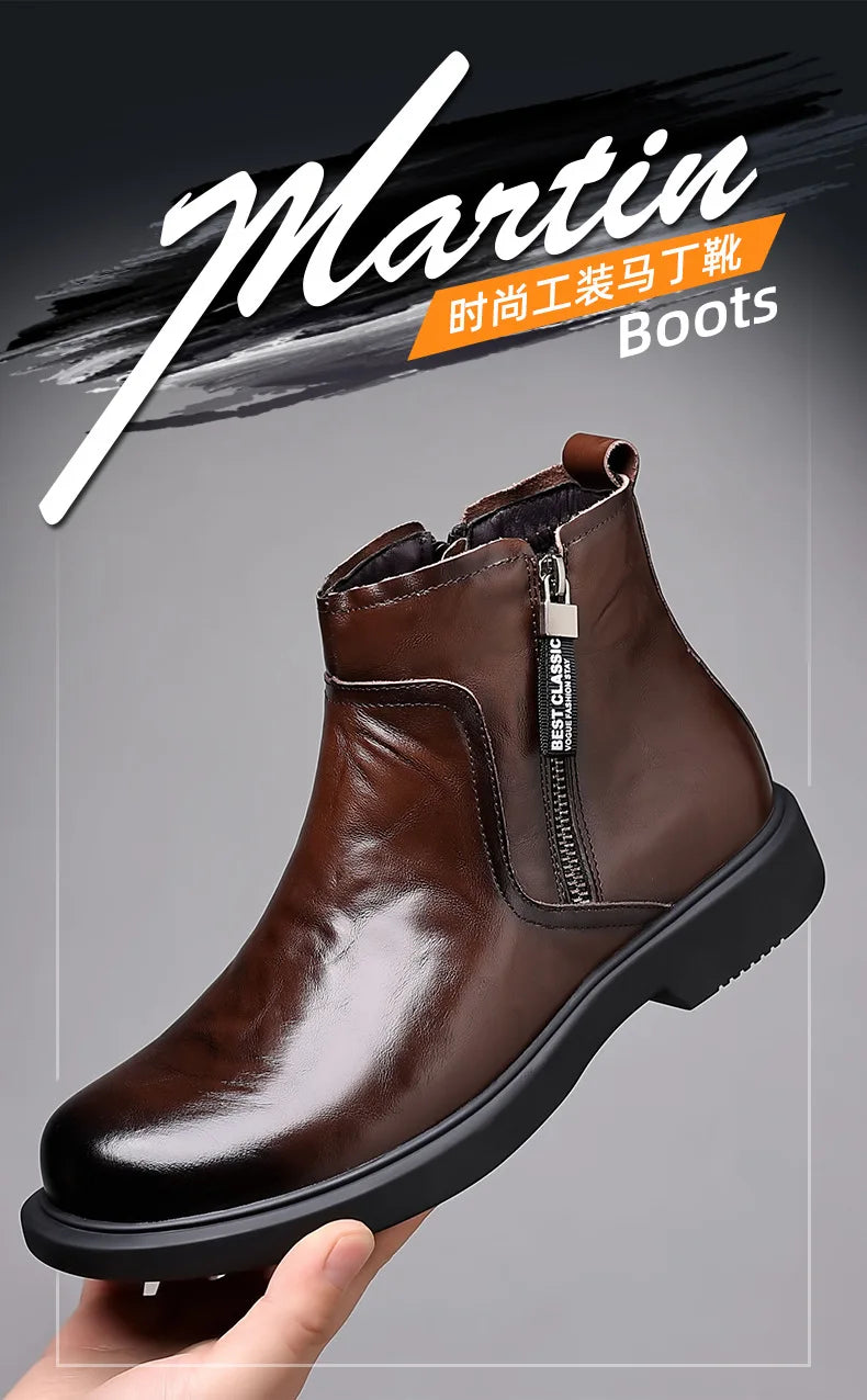 men fashion wedding party dress chelsea boots black brown original leather shoes cowboy autumn winter boot platform ankle botas