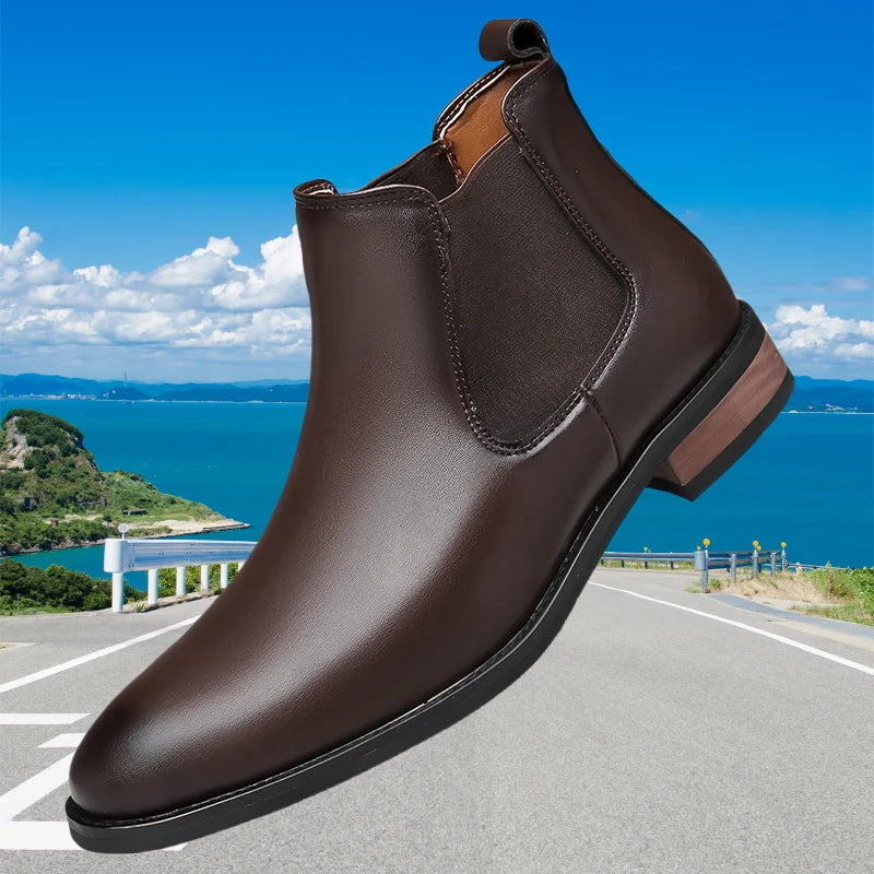 New Arrival Male Chelsea Boots Casual Slip on Business Boots Fashion Cowboy Men's Ankle Boots High Top Leisure Walking Footwear