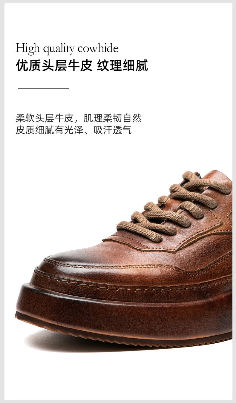 Casual Shoes British Retro Cowhide Autumn Winter Men Shoes Loafers Summer Designer Breathable Shoes Mens Spring Fashion