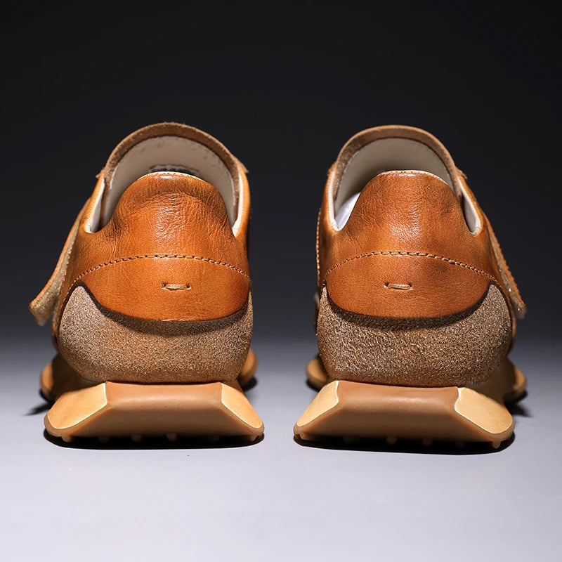Handrafted Men's Forrest Gump Shoes Retro Casual Shoes Calf Leather Mens' Sneakers Hook /Loop Magic Shoes Can Take You Anywhere
