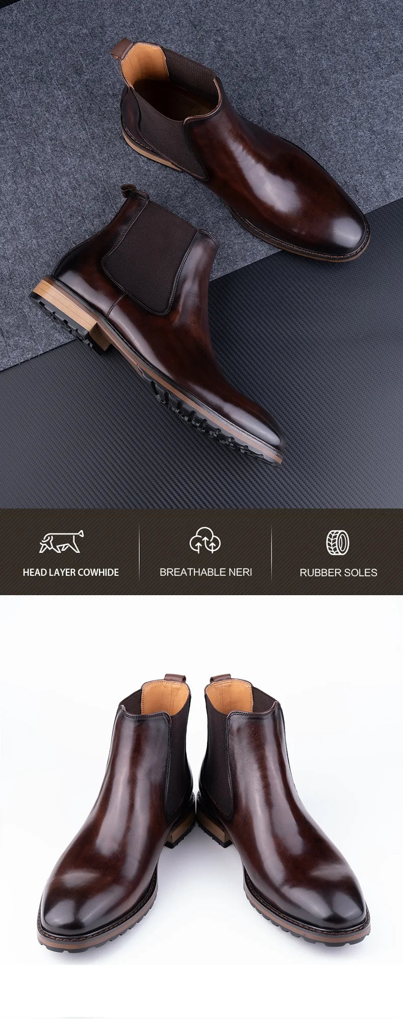 New Arrival Men's Boots Premium quality Cowhide Wear-resistant and Comfortable Leather Shoes Luxury Office Formal Shoes Handmade