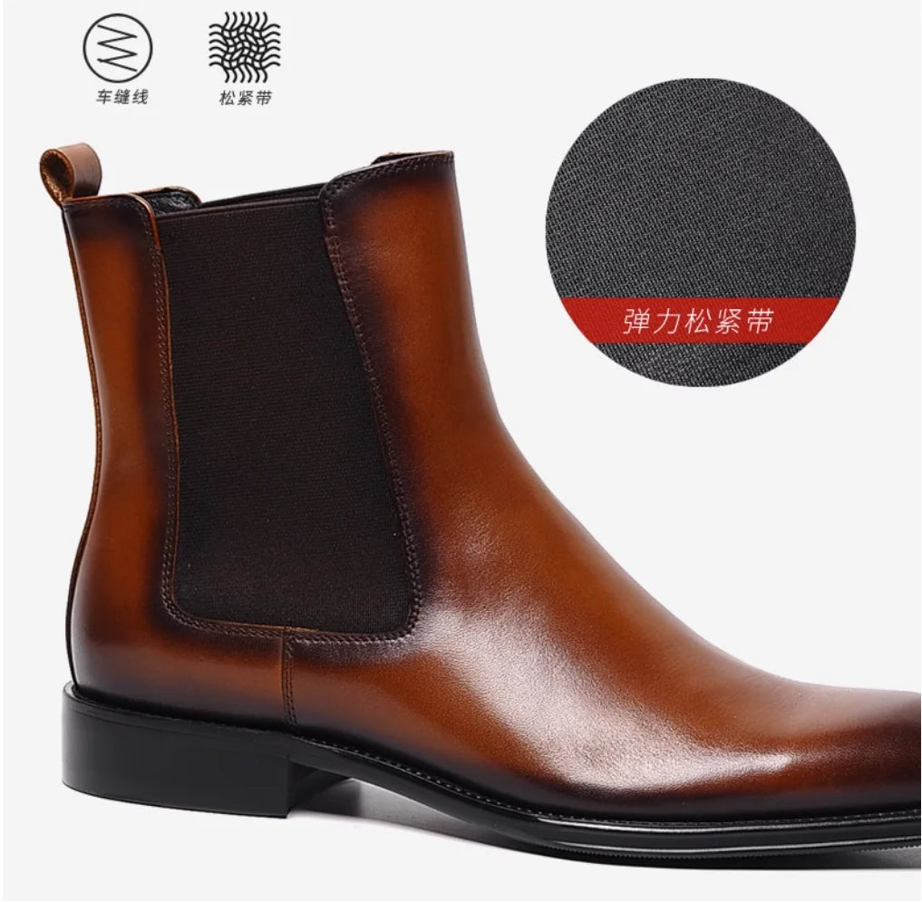 New Style Chelsea Boots Young Young  pointed leather retro sleeve cowhide short boots