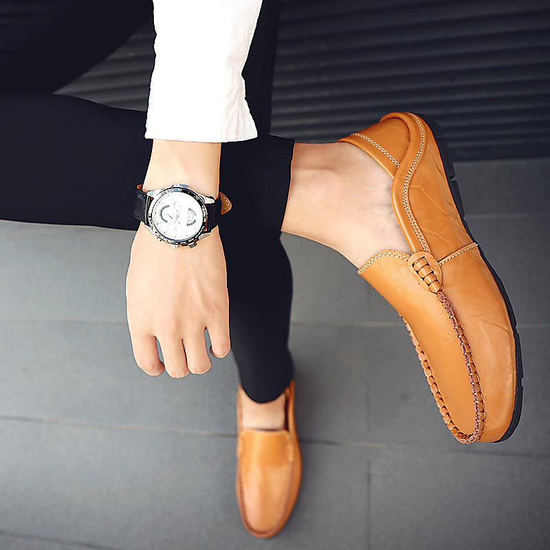 Leather Moccasins, Breathable Slip on Boat Shoes for Men
