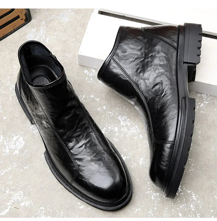 Genuine Leather side-zip Chelsea Boots for Men