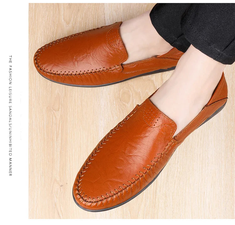 CLOHOO Leather Stitching Comfortable Shoes for Men
