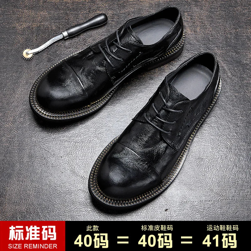Lace-Up Men Shoes Men Dress Shoes Autumn Spring Summer Cowhide Men Flats Fashion High Quality Genuine Leather Casual Shoes Men