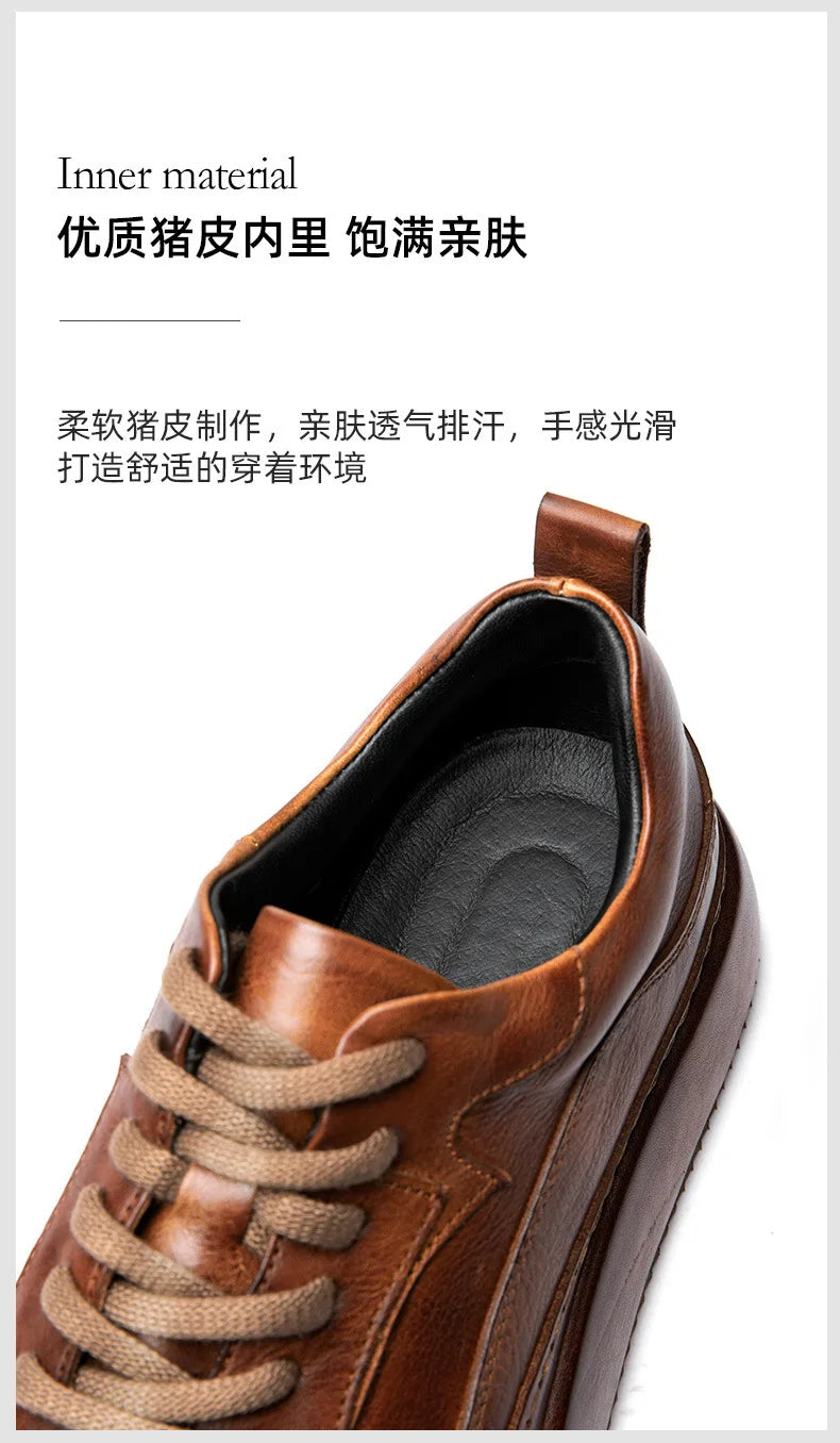 Casual Shoes British Retro Cowhide Autumn Winter Men Shoes Loafers Summer Designer Breathable Shoes Mens Spring Fashion
