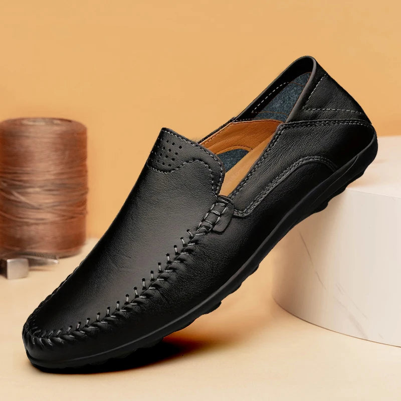 CLOHOO Leather Stitching Comfortable Shoes for Men