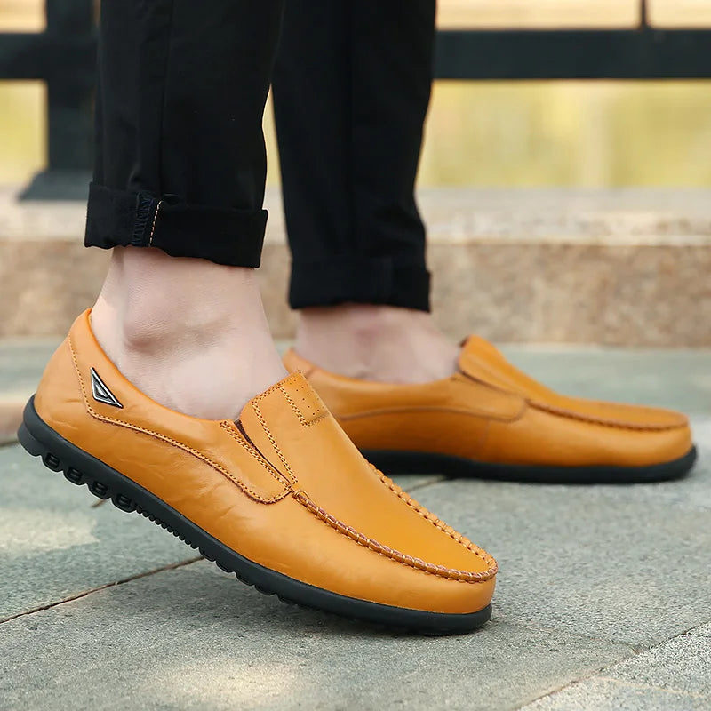 New large size men's leather shoes 100% cowhide fashion thick sole leisure sports business casual shoes men sneakers bean shoes