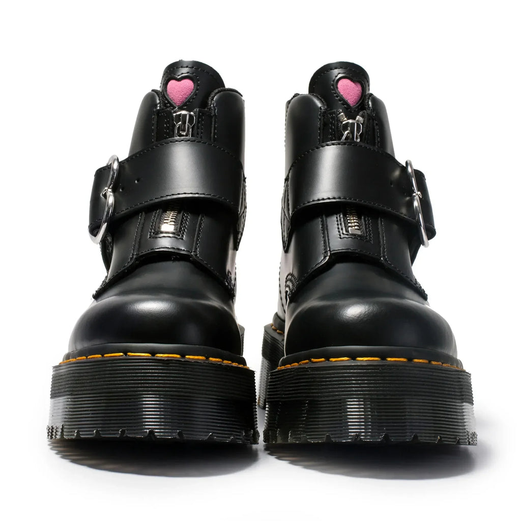 Genuine Leather Fashion Boots Solid Concise Buckle  Zip Love Buckle Comfort Muffin Thick Bottom Women Shoes