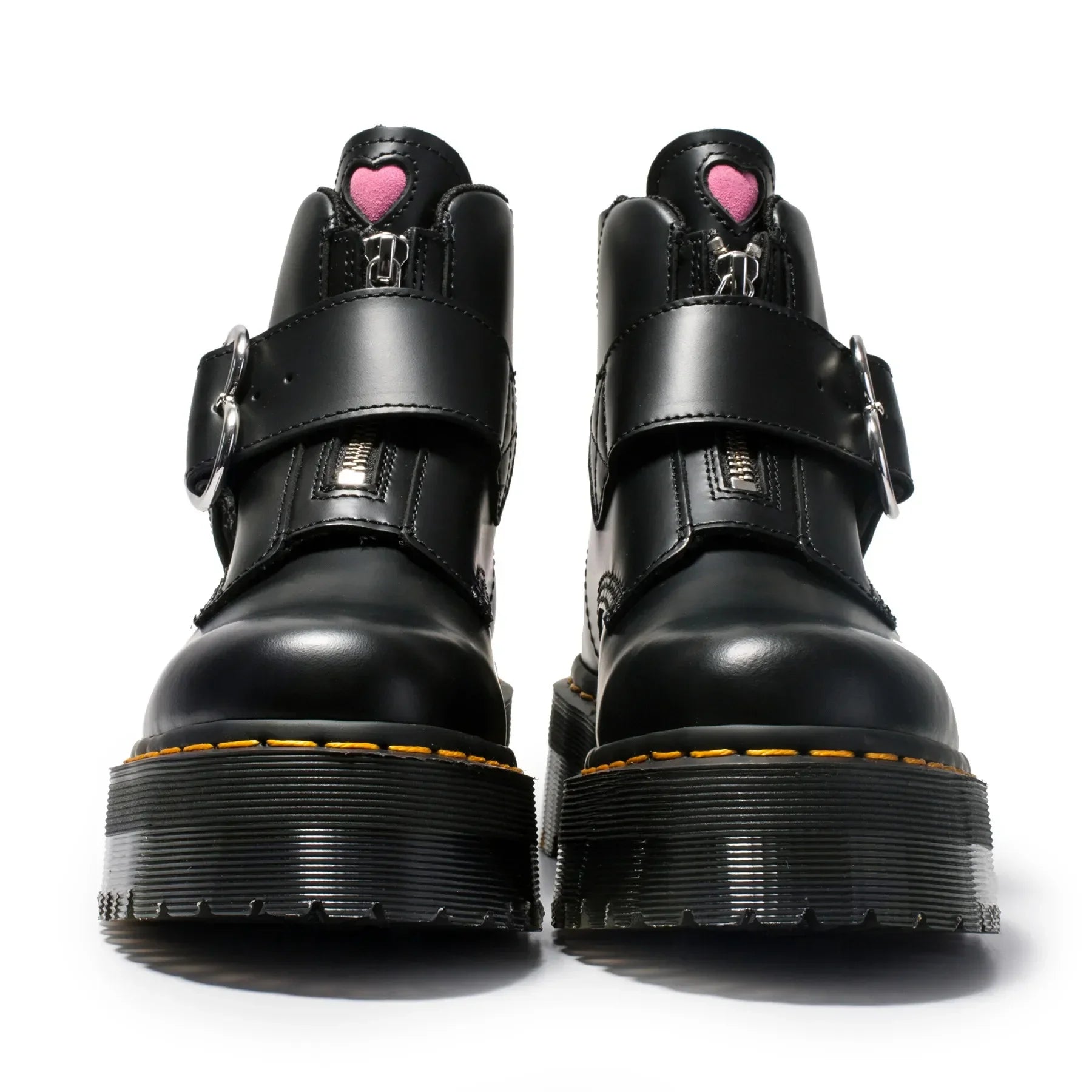 Genuine Leather Fashion Boots Solid Concise Buckle  Zip Love Buckle Comfort Muffin Thick Bottom Women Shoes