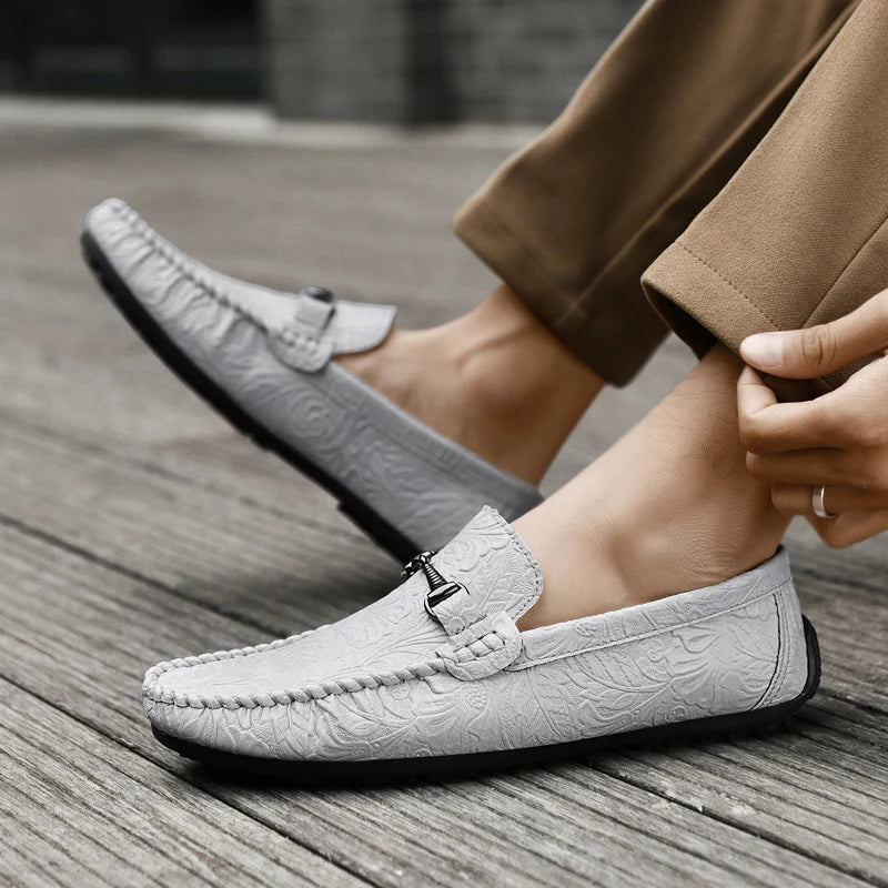 YRZL Mens Loafers PU Leather Slip On Driving Shoes Lightweight Comfortable Casual Shoes Large Size Non Slip Soft Sole Shoes