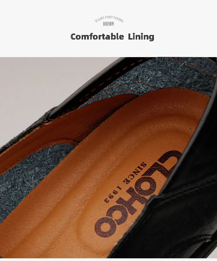 CLOHOO Leather Stitching Comfortable Shoes for Men