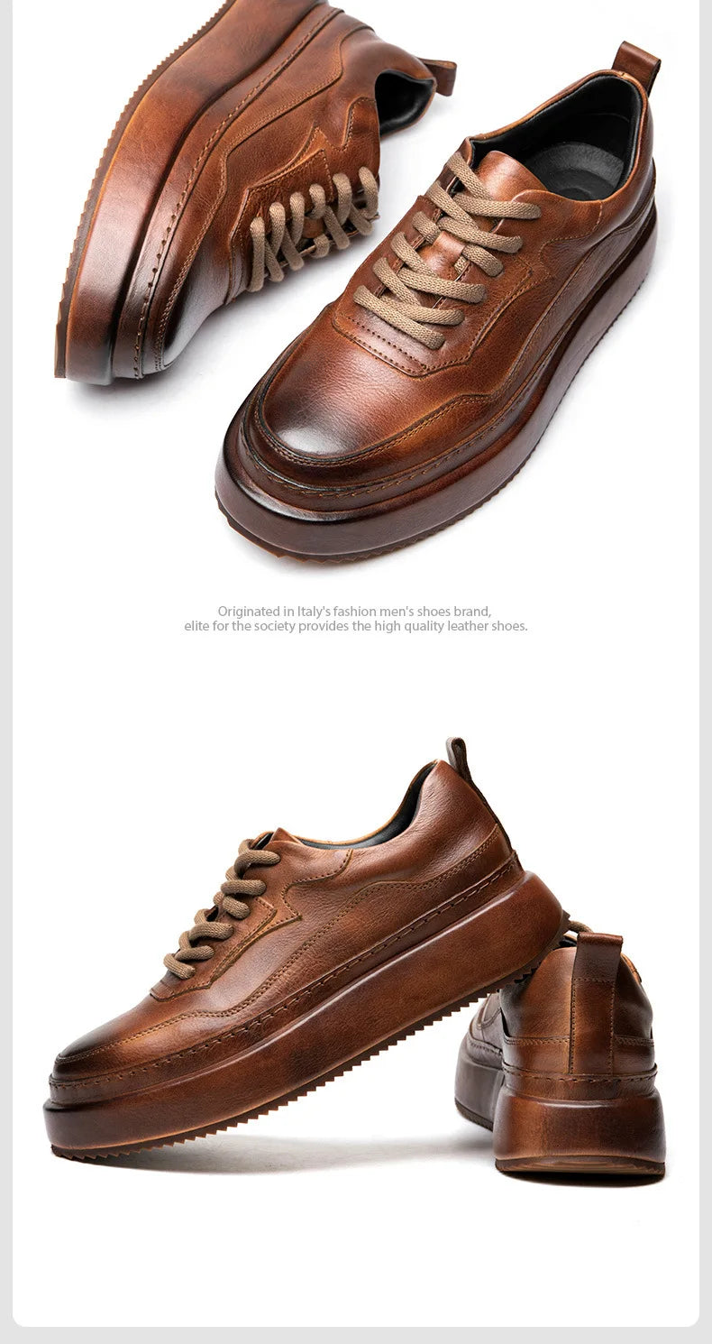 Casual Shoes British Retro Cowhide Autumn Winter Men Shoes Loafers Summer Designer Breathable Shoes Mens Spring Fashion