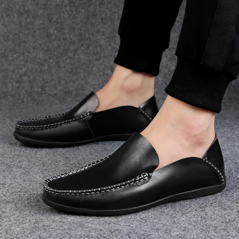 Summer Genuine Leather Shoes Men Comfortable Mesh Men Loafers Casual Shoes Men Flats Hot Sale Driving Shoes Moccasins Plus Size