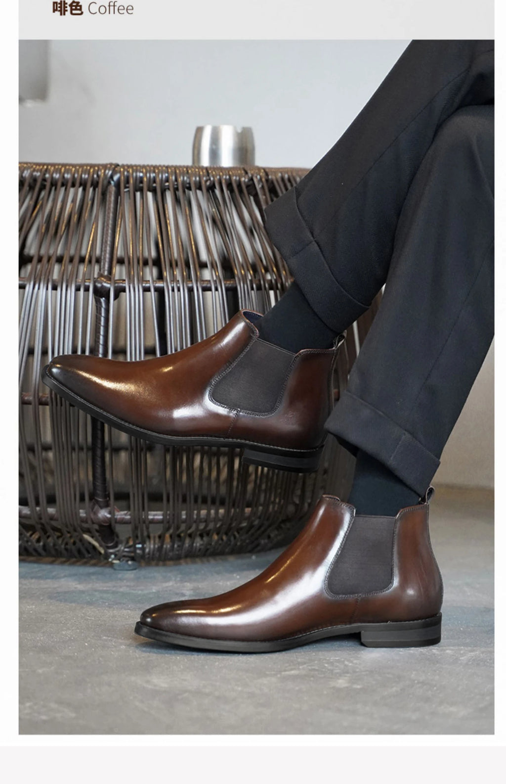 New Chelsea Boots Men Shoes PU Brown Fashion Versatile Business Casual British Style Street Party Wear Classic Dress Ankle Boots