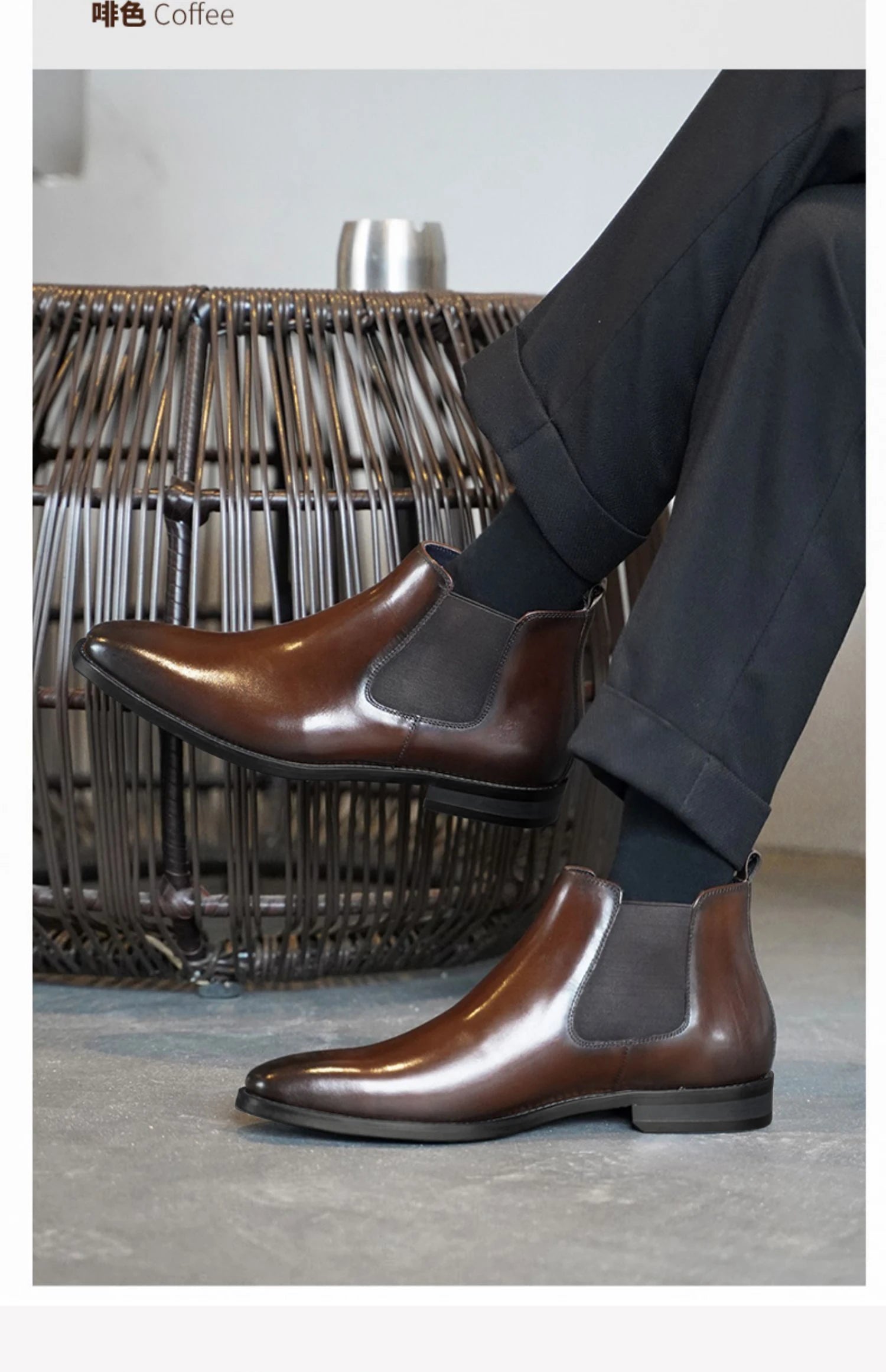 New Chelsea Boots Men Shoes PU Brown Fashion Versatile Business Casual British Style Street Party Wear Classic Dress Ankle Boots