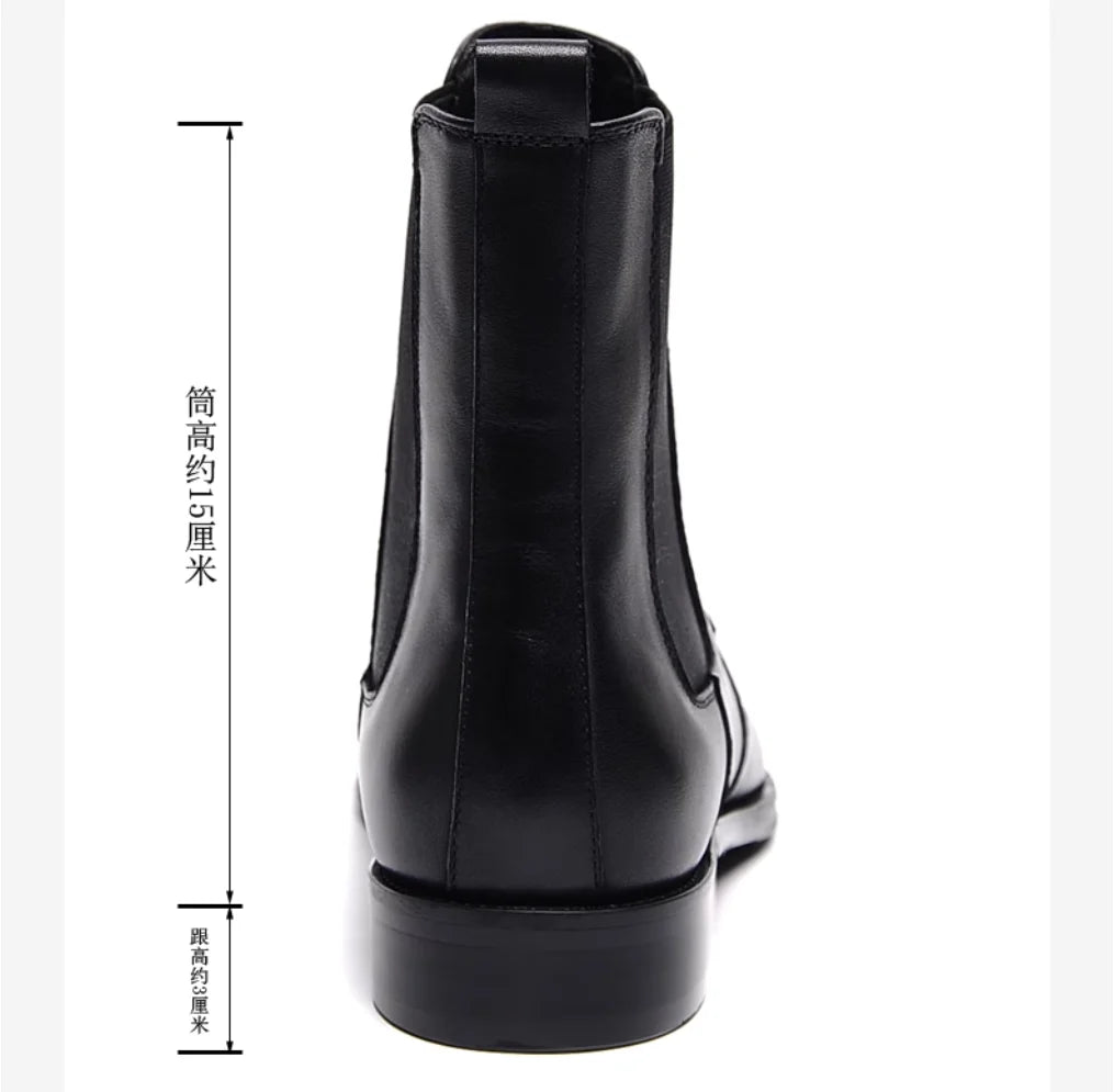 New Style Chelsea Boots Young Young  pointed leather retro sleeve cowhide short boots