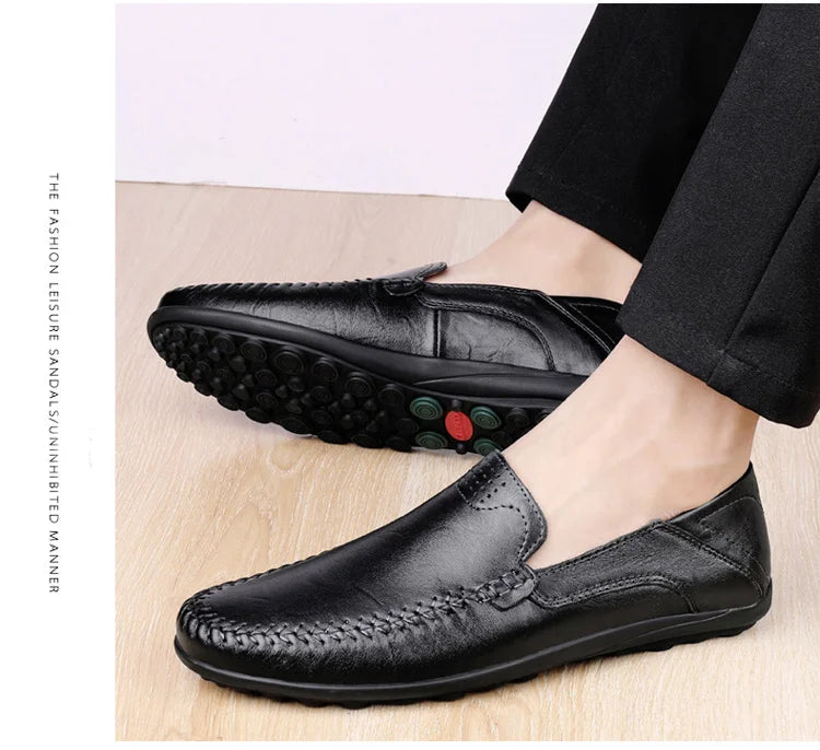 CLOHOO Leather Stitching Comfortable Shoes for Men