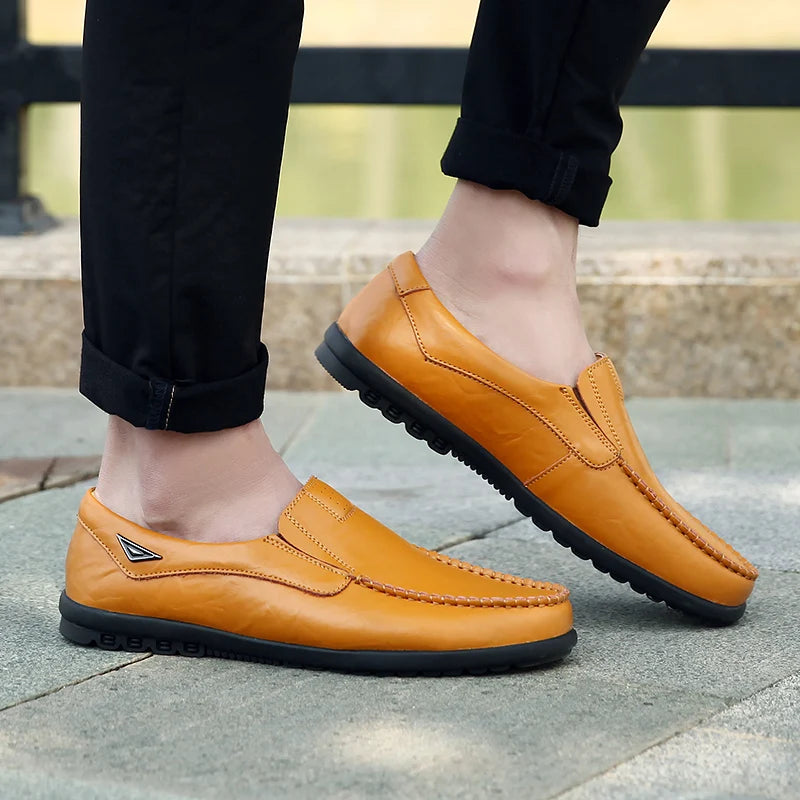 New large size men's leather shoes 100% cowhide fashion thick sole leisure sports business casual shoes men sneakers bean shoes