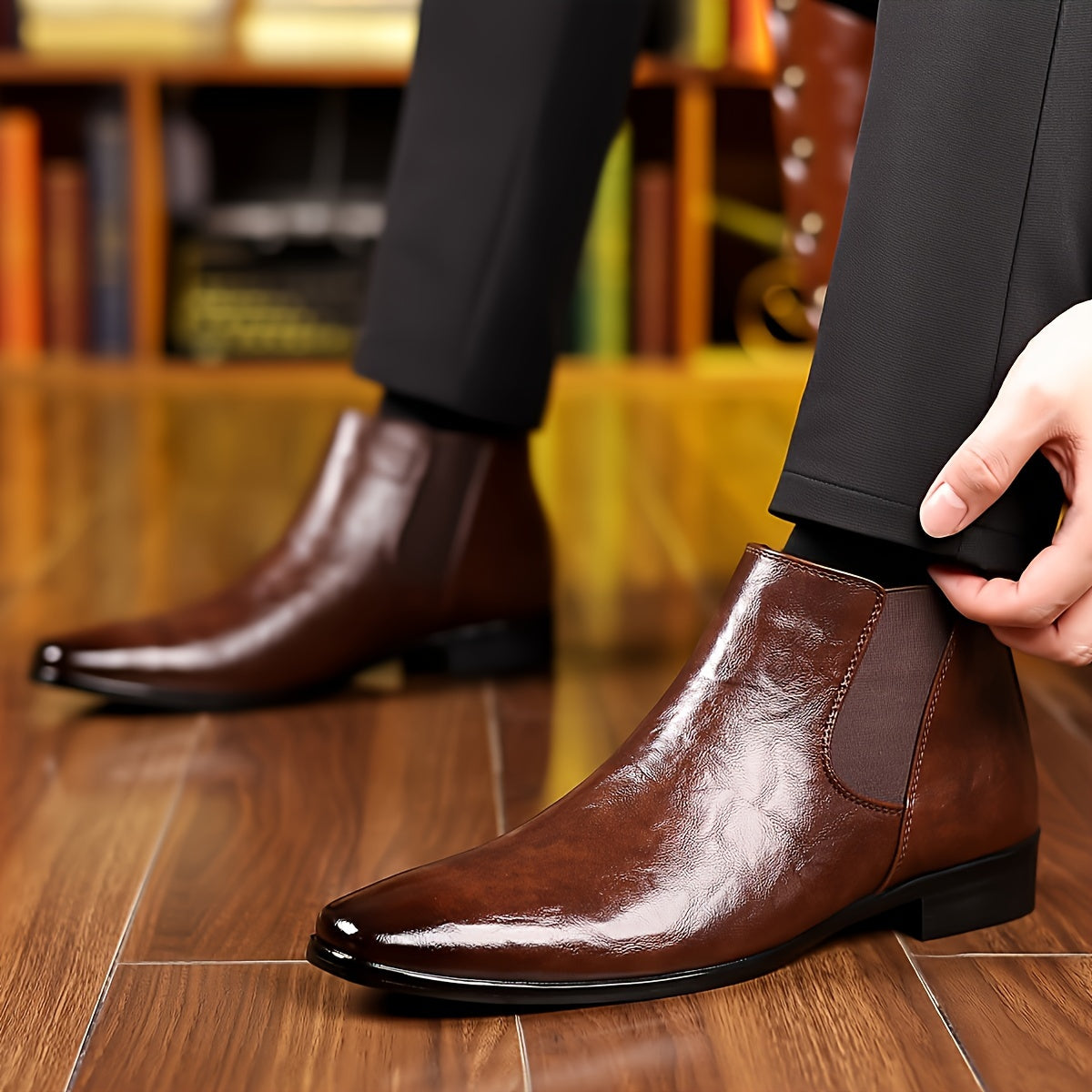 New Men's Pointed British Style High Top Shoe Covers - Korean Style Trendy Business Casual Shoes -  For Men - Suitable for Office, Business, Parties - Perfect Gift for Fashionable Men