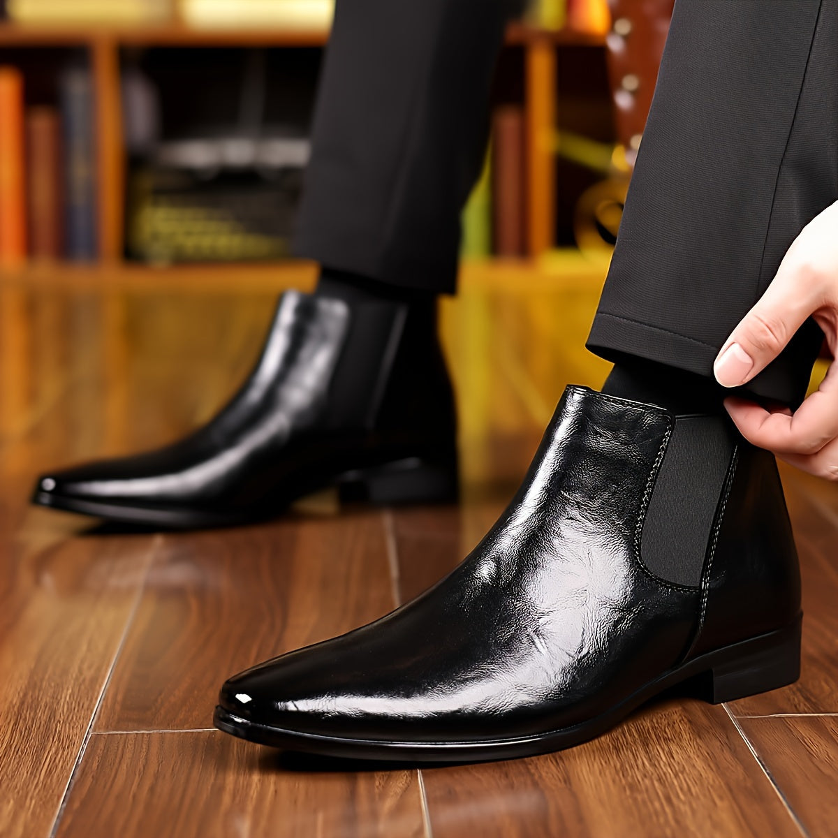 New Men's Pointed British Style High Top Shoe Covers - Korean Style Trendy Business Casual Shoes -  For Men - Suitable for Office, Business, Parties - Perfect Gift for Fashionable Men