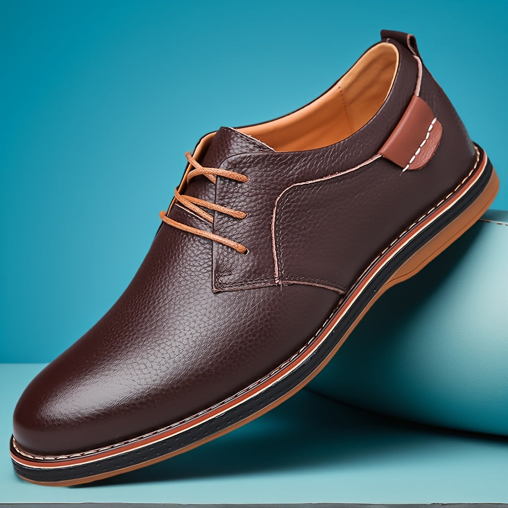 Leather Shoes, Comfortable Lace-Up Design for Men